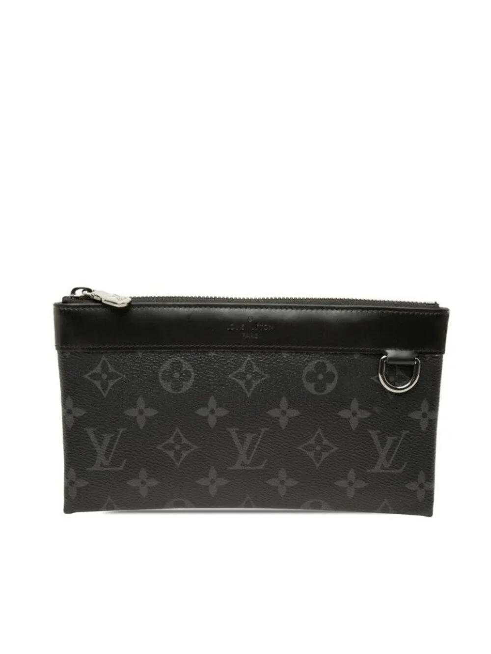 Louis Vuitton Monogram Eclipse Pochette Discovery PM Clutch Pouch Black Leather